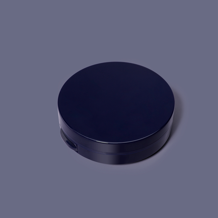 Emballage de cosmétiques en plastique noir rond Compact 15g, étui à poudre à trois couches, étui de fond de teint correcteur de fard à joues, vente en gros