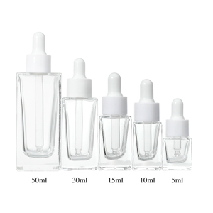Skincare Packaging Customized Thick Clear 5ml 10ml 15ml 30ml 50ml Empty Essential Oil Bottle,Square Cosmetic Hair Oil Bottle