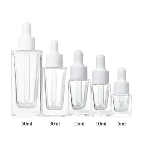 Emballage de soins de la peau personnalisé épais clair 5 ml 10 ml 15 ml 30 ml 50 ml bouteille d'huile essentielle vide, bouteille d'huile capillaire cosmétique carrée