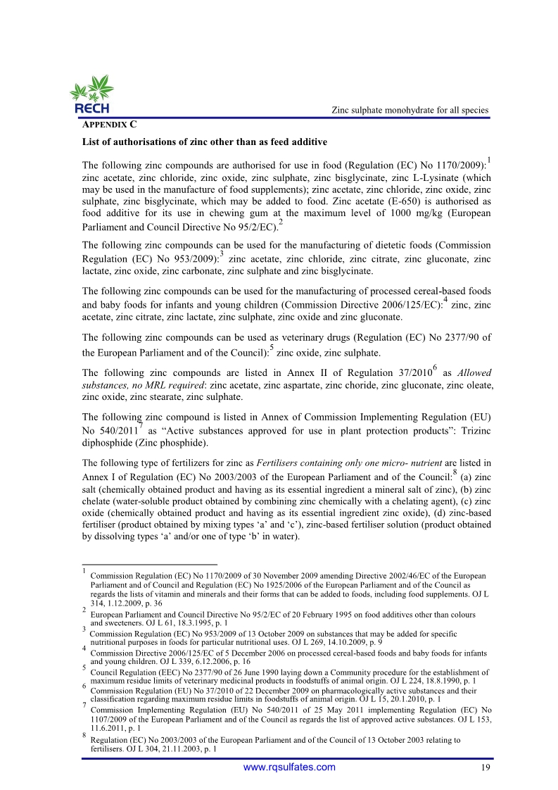 The safety and efficacy of zinc sulphate 19