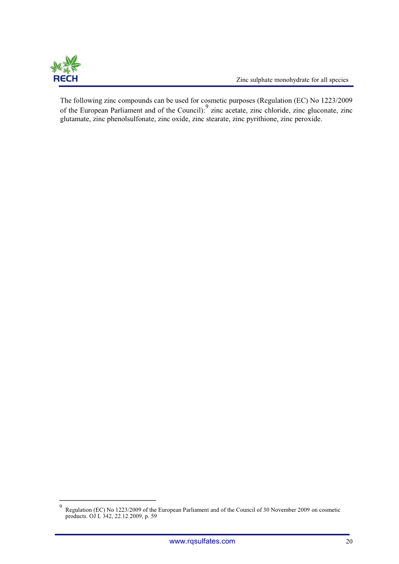 The safety and efficacy of zinc sulphate20