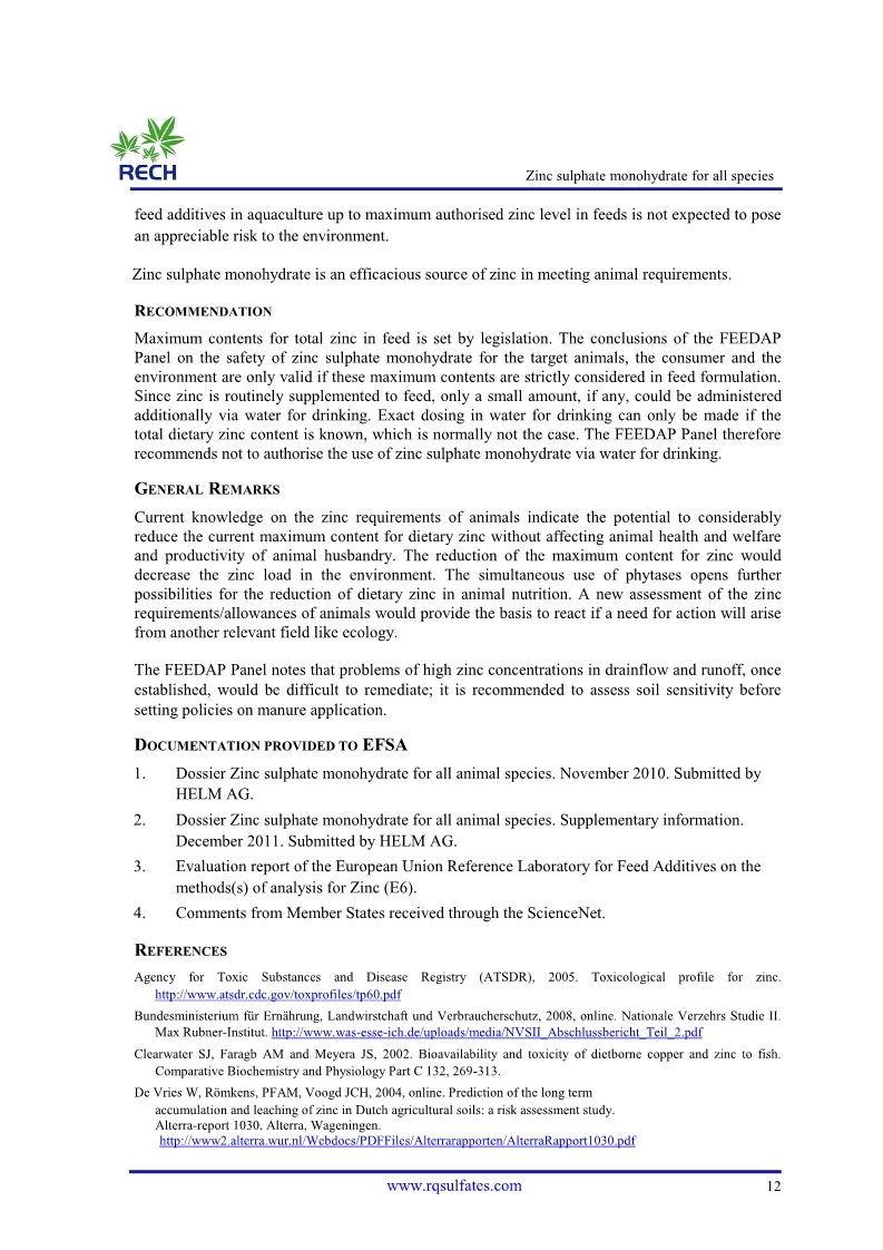 The safety and efficacy of zinc sulphate12