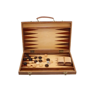 2023 Best selling natural color pine wood educational travel backgammon set.
