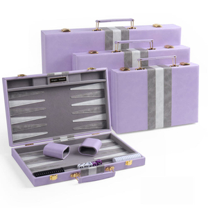  PU Backgammon Sets Classic Board Game with Premium Leather Case Portable Travels Strategy Backgammon Game Set