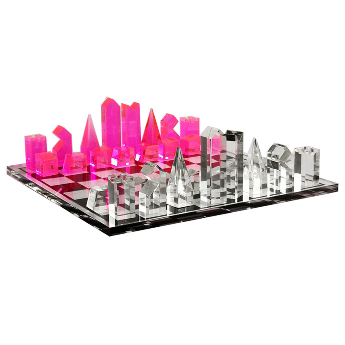 26 Years 9.5" X 9.5" Acrylic Chess Game Board Set Acrylic Pieces Board Game Modern Tabletop Chess Set for Adults & Kids