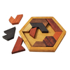 Hexagon Tangram Wooden Puzzle for Children and Adults Wooden Brain Teasers Puzzle for Adults Family Portable Board Games