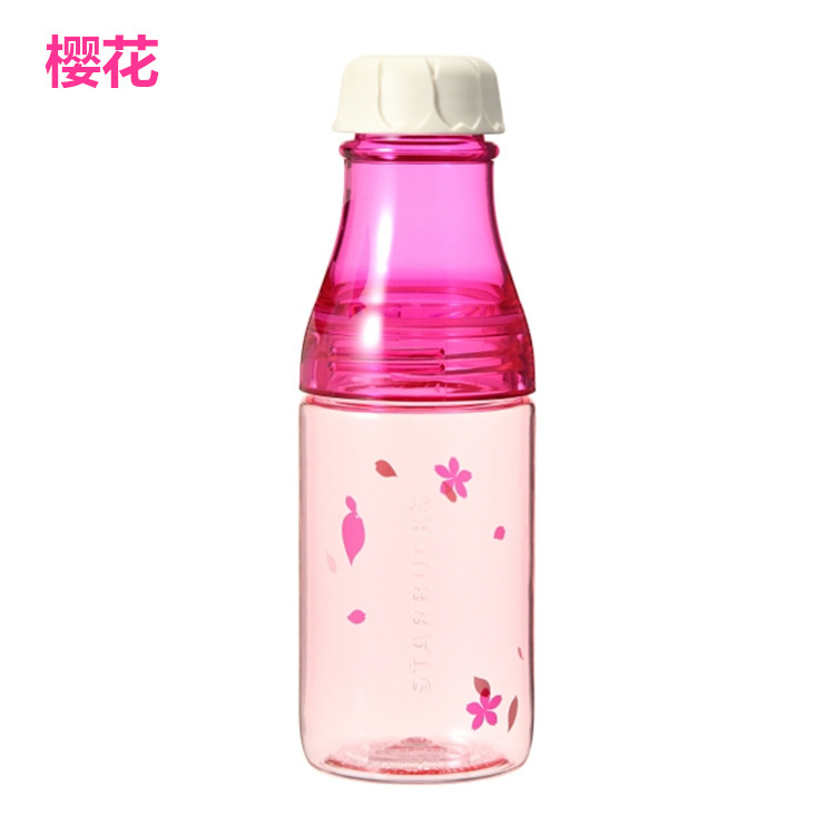 THVALUE 2 parts Detachable Japanese Cherry Sunny Tritan Plastic Portable Milk Sports Coke cola Soda Water Bottle Kids 