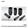 DT0403 1/2" Dr.6-Point Length Manual Impact Sockets (Material:CR-V)
