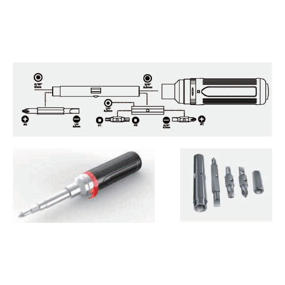 9 in 1 Ratcheting screwdriver