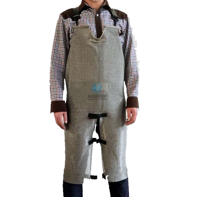 Cut resistant stainless steel apron with split leg