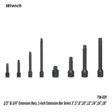 TW-029 1/2" & 3/4" Extension Bars, 1-Inch Extension Bar Series 3",5",8",10",12",14",16",18"