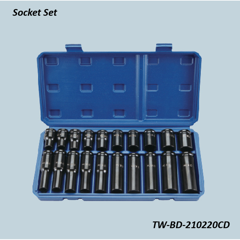 TW-BD-210220CD 1/2" Dr. 20pcs Air Impact Sockets(Material: CR-MO) 78+38mm