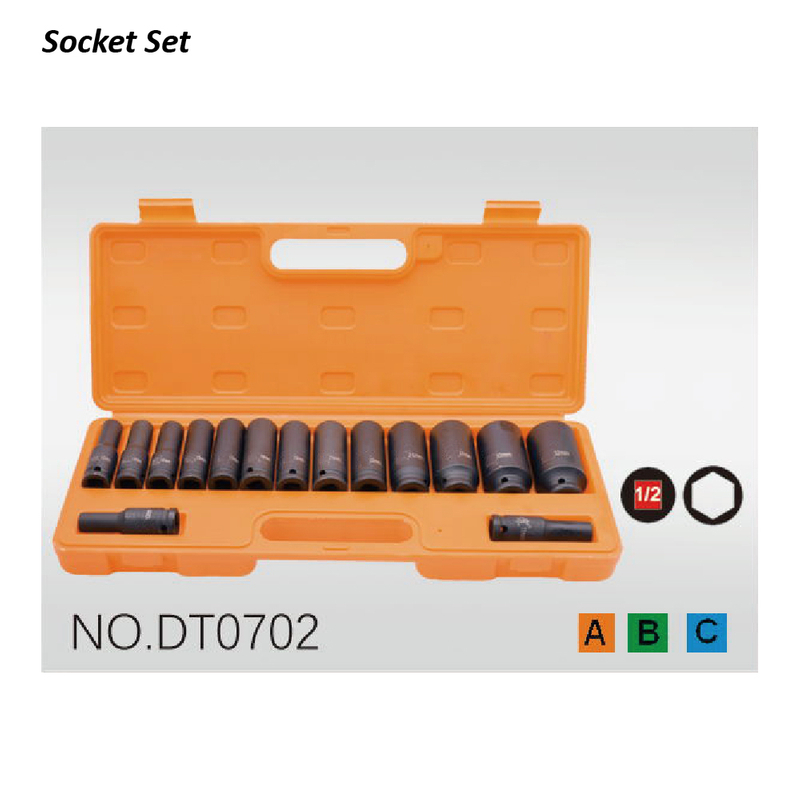 DT0702 1/2" Dr.15PCS Length Air Impact Sockets