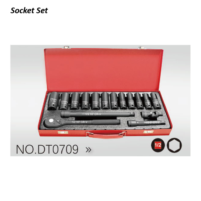 DT0709 1/2" Dr.17PCS Length Air Impact Sockets (Mental Box)