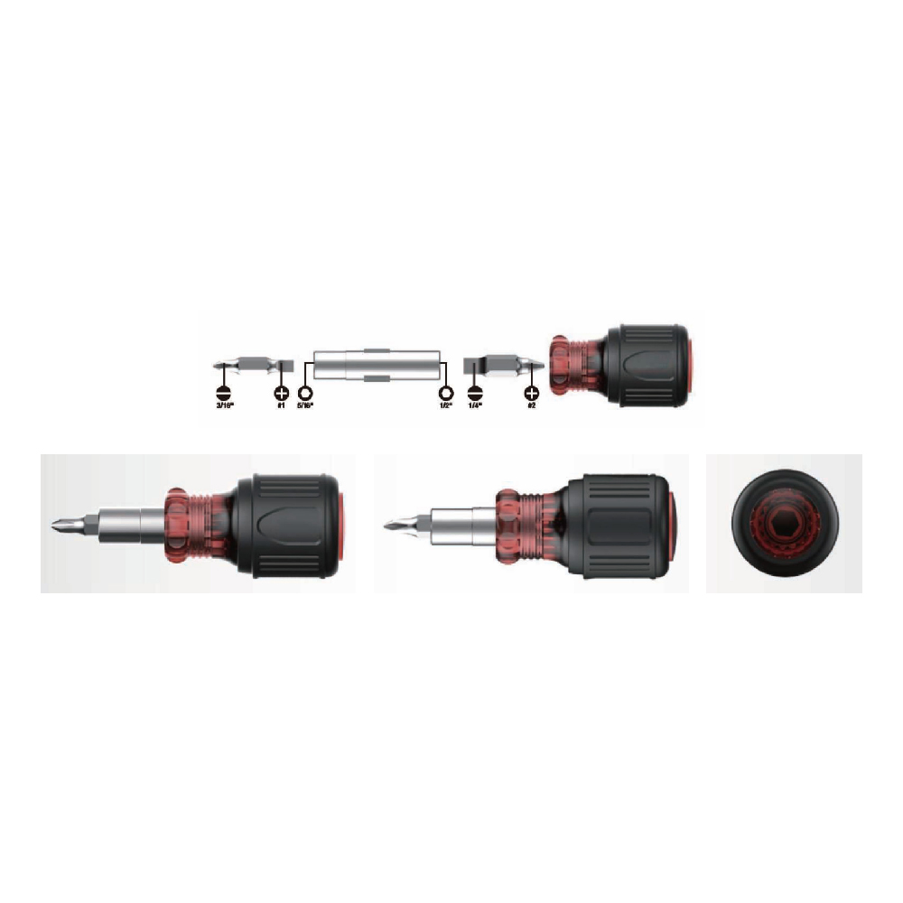 6 in 1 Stubby multi-bit screwdriver