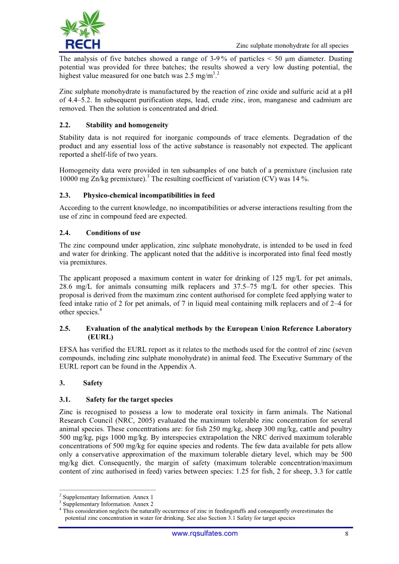 The safety and efficacy of zinc sulphate 8 