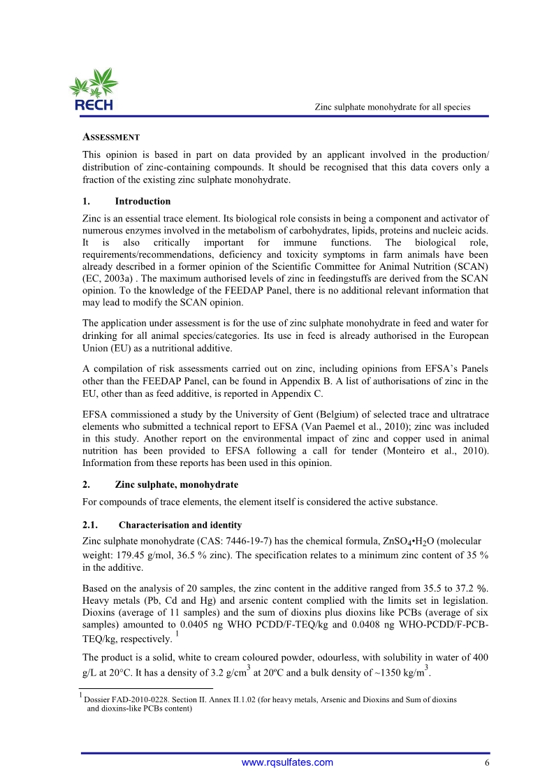 The safety and efficacy of zinc sulphate 6