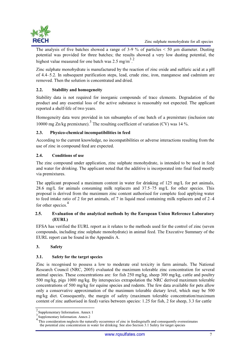 The safety and efficacy of zinc sulphate 7