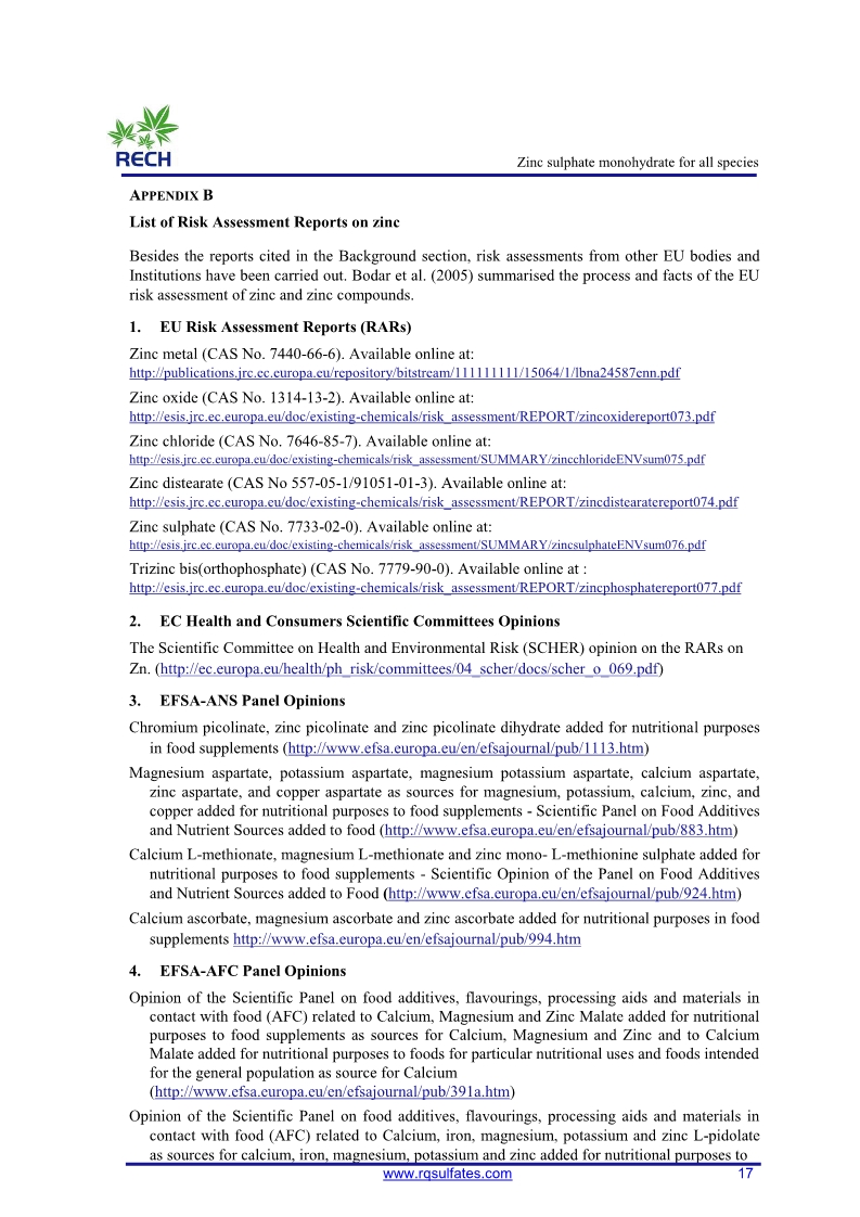 The safety and efficacy of zinc sulphate 17