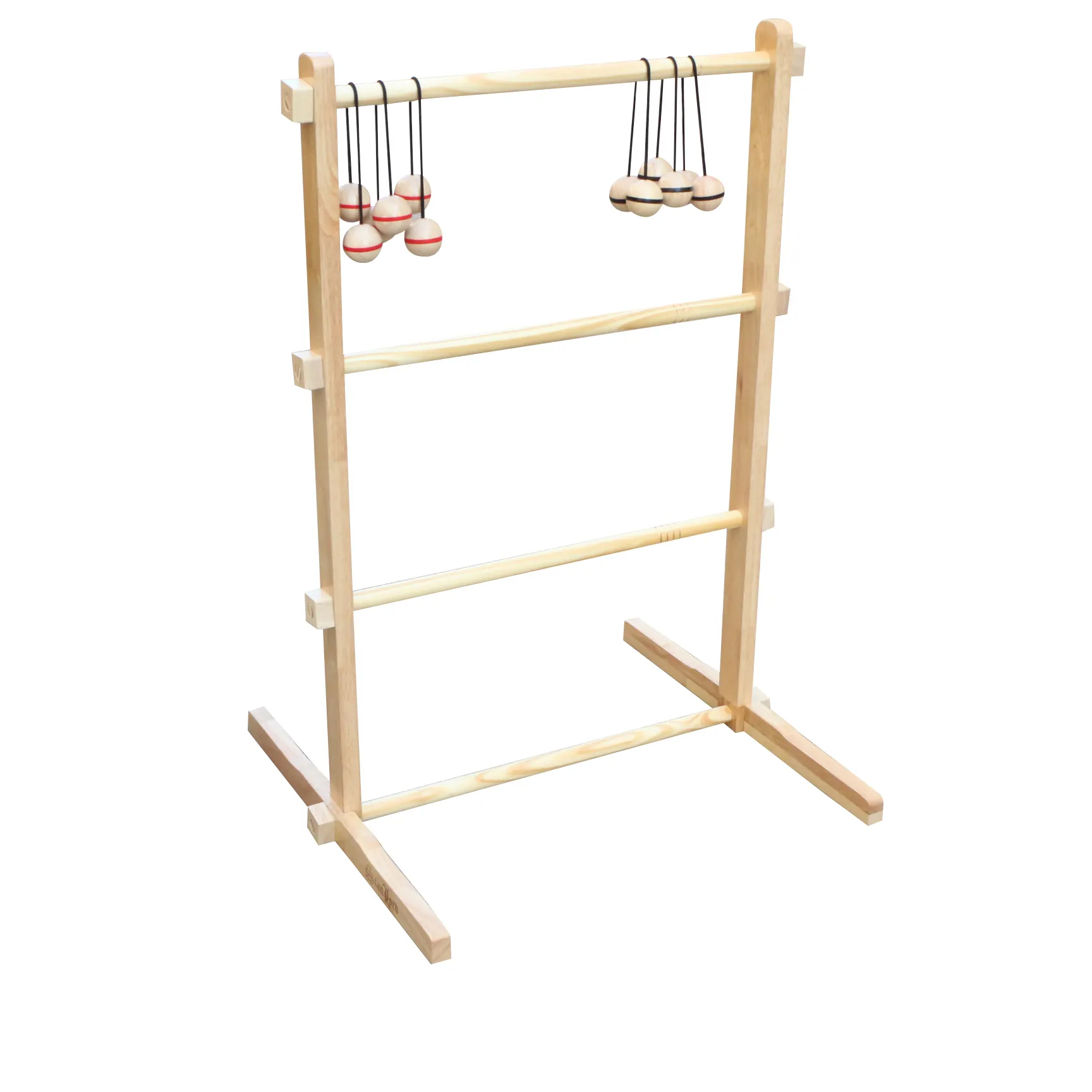 Ladder Ball Wooden Set with 6 Golf Ball Bolas, Ladder Toss Double Lawn Game Indoor/Outdoor Game with Travel Carrying Bag