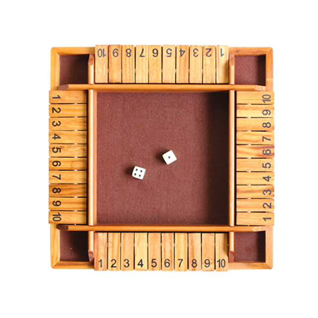  13.4Inches Shut The Box Game for 4 Players Family Dice Game with 10 Numbers Box Nautical Themed Large Wooden Game Board.