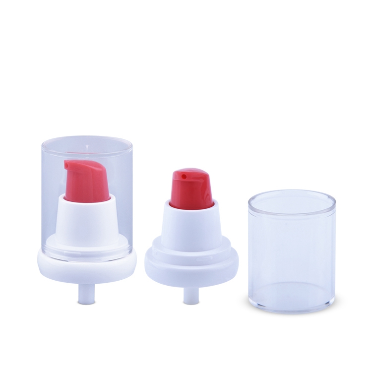 Pompe cosmétique de crème de pompe de Lotion cosmétique du traitement 18/410 blanc rouge de 18mm avec le chapeau, pompe de traitement d'emballage de soin de la peau