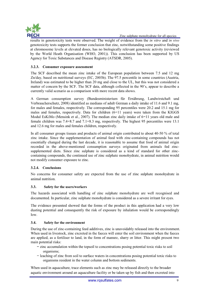The safety and efficacy of zinc sulphate 9