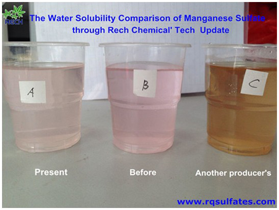 The further improvement of manganese sulphate monohydrate of water solubility 