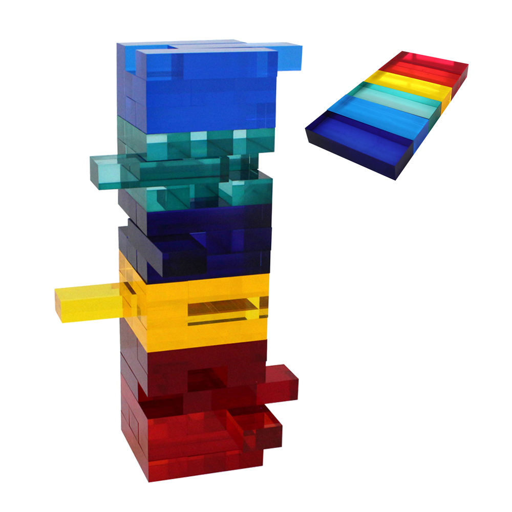 54PCS Acrylic Tumbling Tower Luxe Muliti Color Acrylic Stacking Tower Puzzle Game With Box