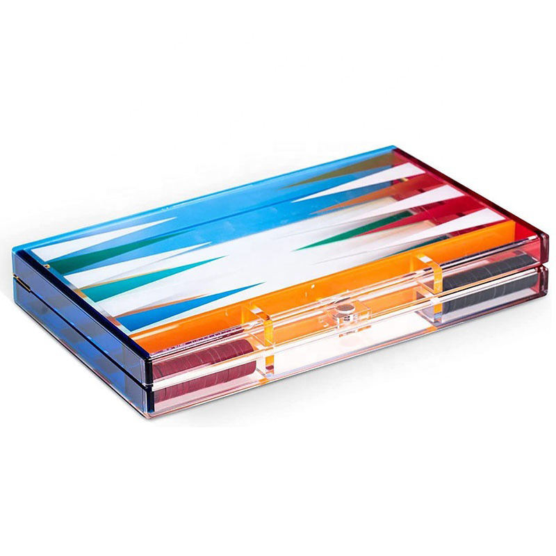 Acrylic Backgammon Set Playing Pieces & Leather Dice Cups