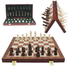 Luxury Travel Chess Set with Classic Metal Pieces And Folding Storage Wooden Chess Board