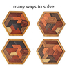 Hexagon Tangram Wooden Puzzle for Children and Adults Wooden Brain Teasers Puzzle for Adults Family Portable Board Games