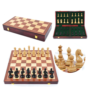 Luxury Travel Chess Set with Classic Met.al Pieces and Folding Storage Wooden Chess Board。