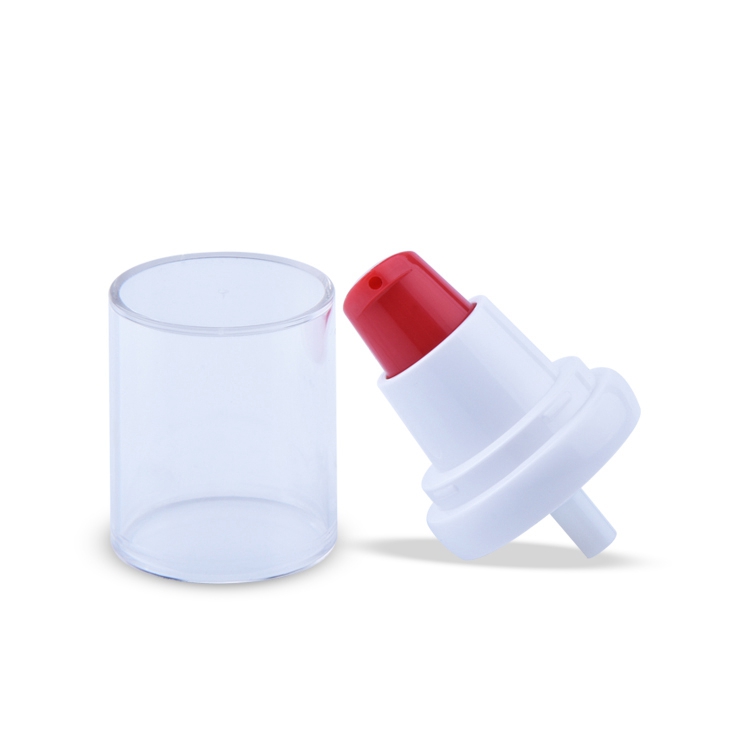 Pompe cosmétique de crème de pompe de Lotion cosmétique du traitement 18/410 blanc rouge de 18mm avec le chapeau, pompe de traitement d'emballage de soin de la peau