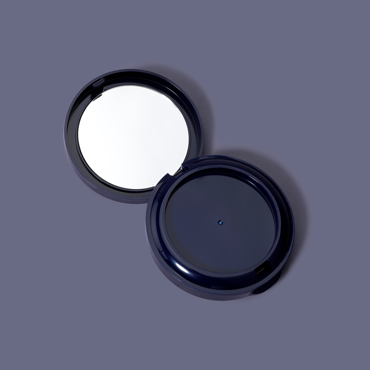 Emballage de cosmétiques en plastique noir rond Compact 15g, étui à poudre à trois couches, étui de fond de teint correcteur de fard à joues, vente en gros