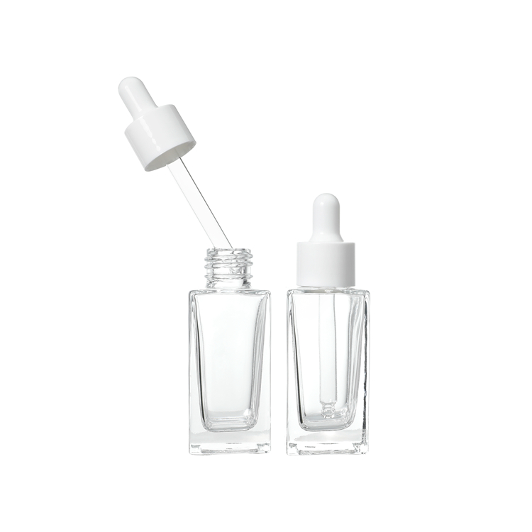 Embalaje para el cuidado de la piel, botella de aceite esencial vacía personalizada, transparente, gruesa, 5ml, 10ml, 15ml, 30ml, 50ml, botella de aceite cosmético cuadrada para el cabello