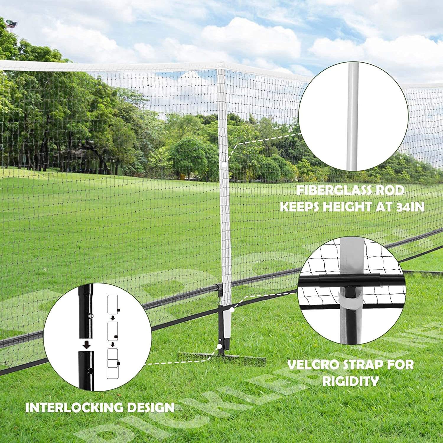  wholesale Portable Pickleball Net Regulation Size 22 FT PE Nets Steady Metal Frame for All-Weather Resistant Play in Backyards