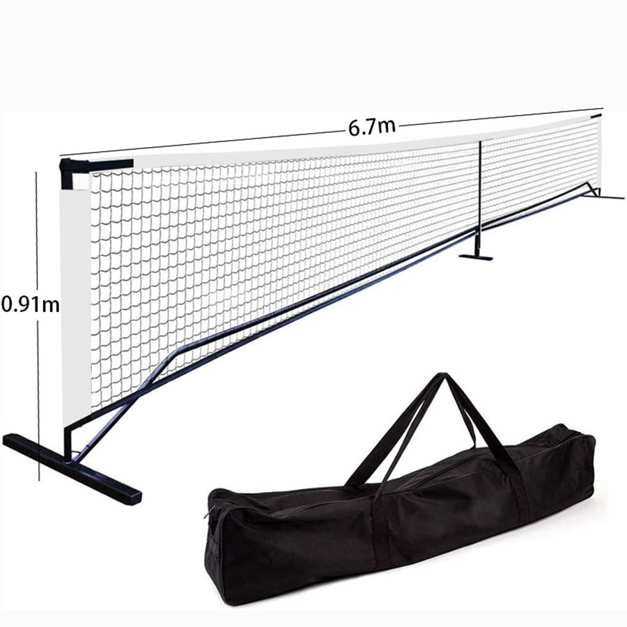 wholesale Portable Pickleball Net Regulation Size 22 FT PE Nets Steady Metal Frame for All-Weather Resistant Play in Backyards.