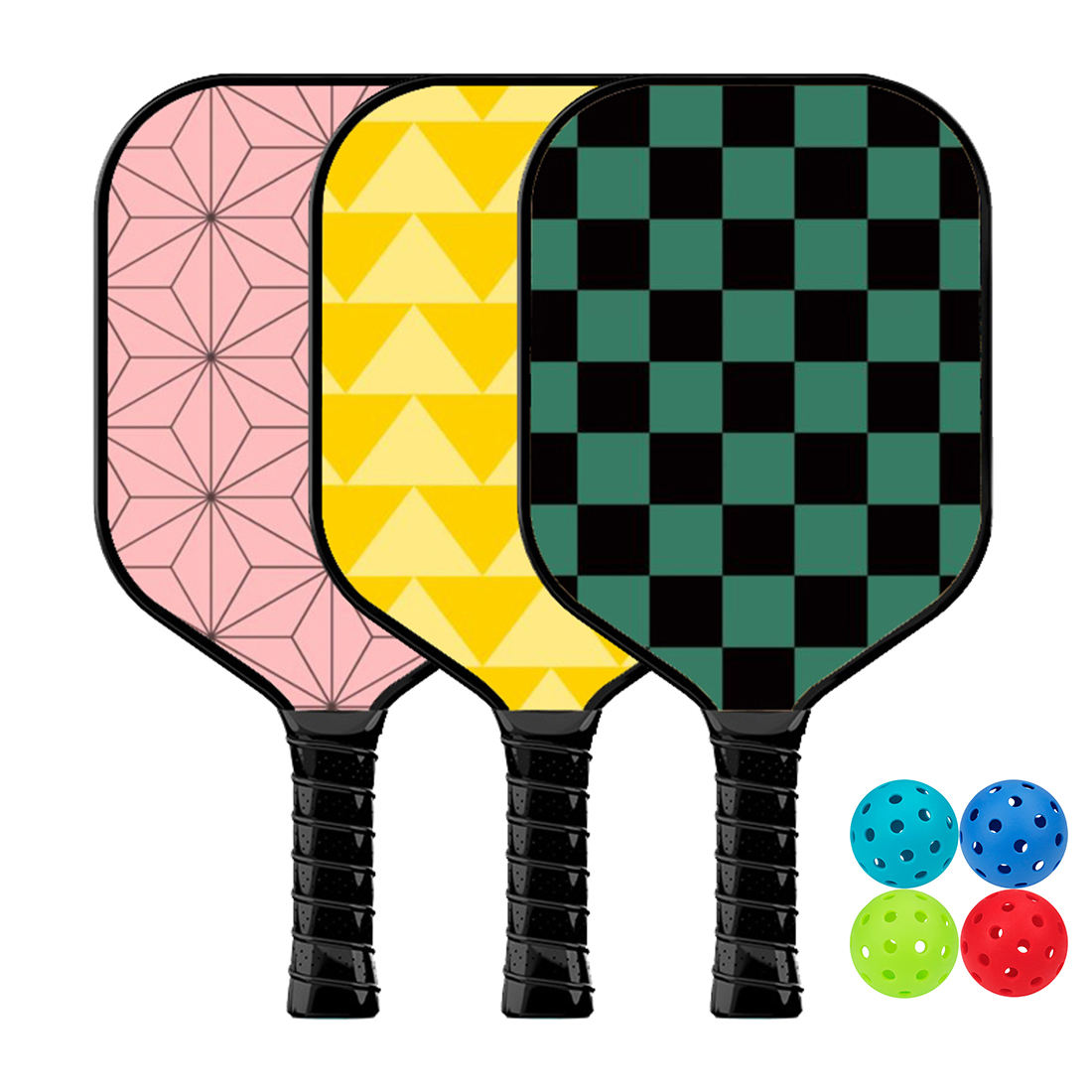 4balls Set Pickleball Paddle Racket Lightweight Pickle Balls Honeycomb Core Graphite Wholesale Pickleball Paddle