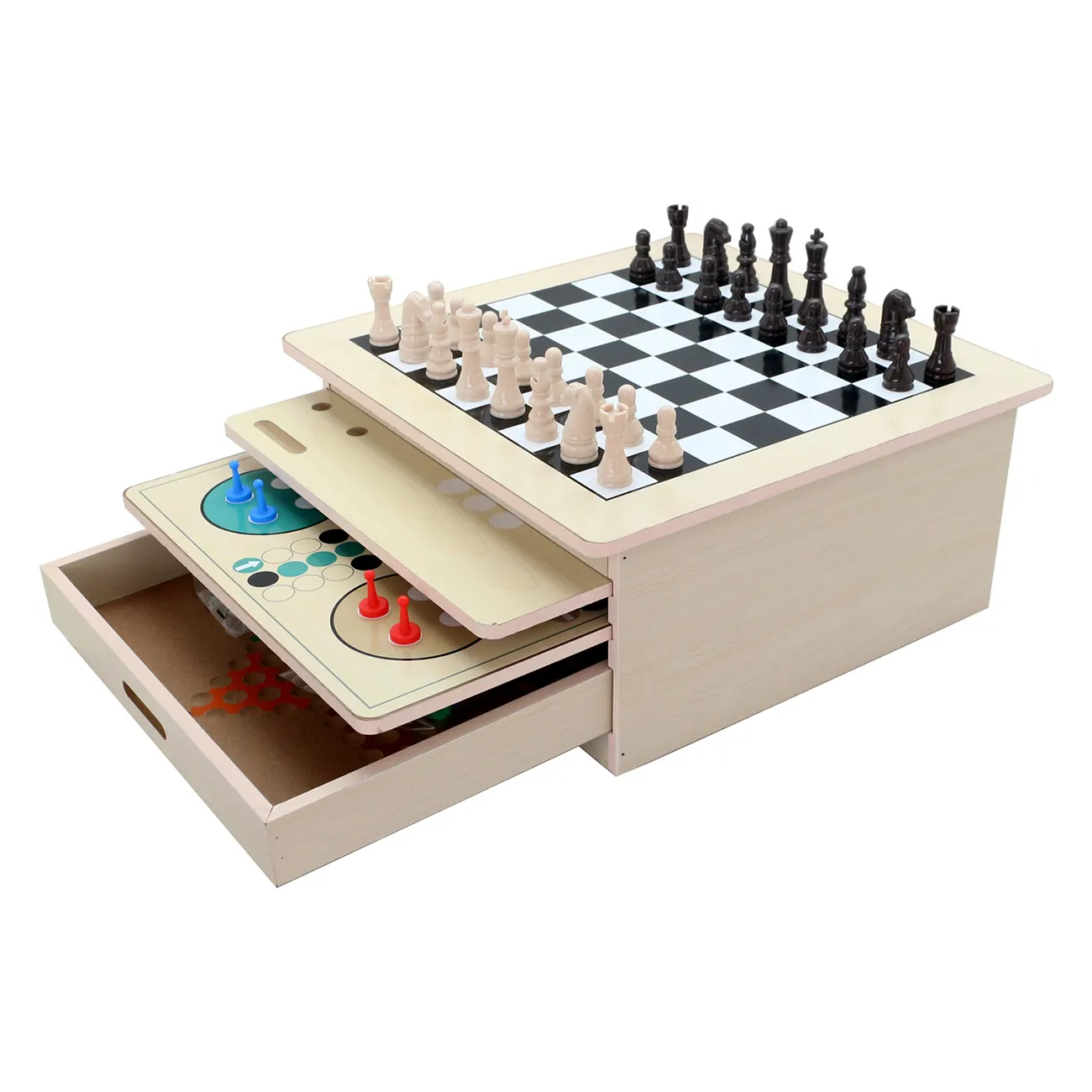 Hot sale 15 in 1 chess board game set Wooden Chess Checkers Backgammon