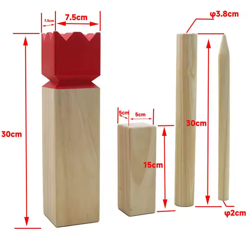 Customizable logo 10" Kubb Game With Wooden Storage Crate Outdoor Throwing Game Wood Set with Black Crown Yard Garden Games