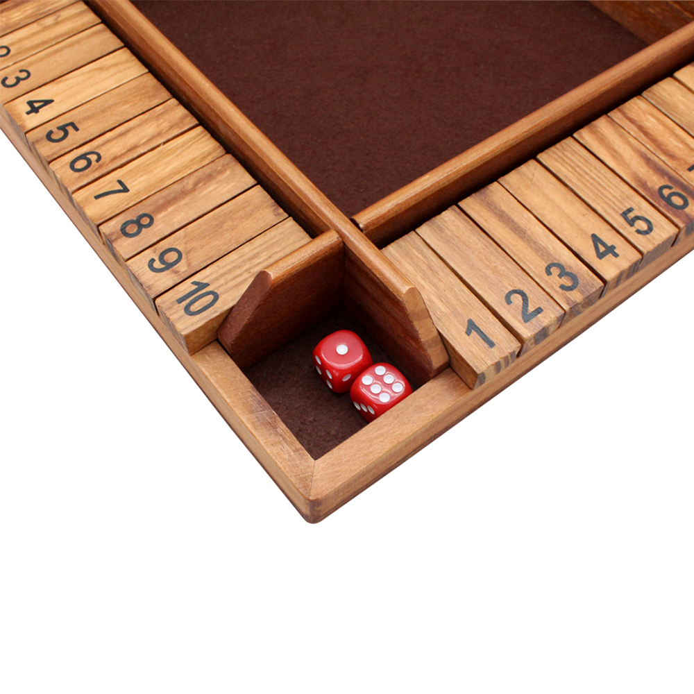 13.4Inches Shut The Box Game for 4 Players Family Dice Game with 10 Numbers Box Nautical Themed Large Wooden Game Board.