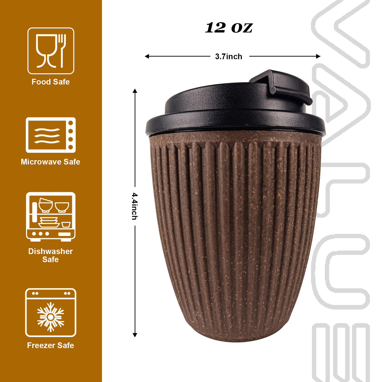 THVALUE Wholesale Coffee Grounds Mug Cup Eco-Friendly Travel Mug Coffee Mugs With Lid 350ml