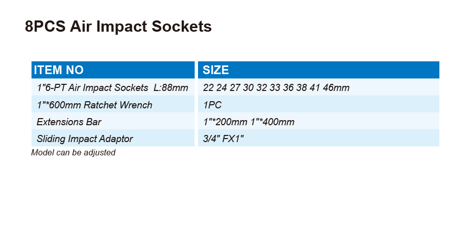 DT1006 8PCS Air Impact Sockets