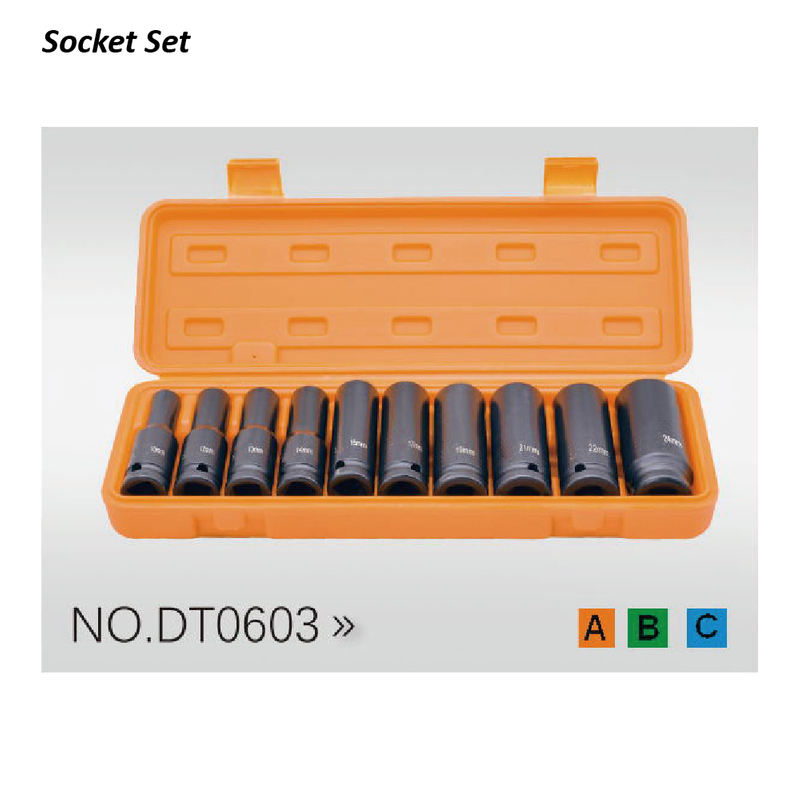 DT0603 1/2" Dr.10PCS Length Air Impact Sockets (Plastic Box)