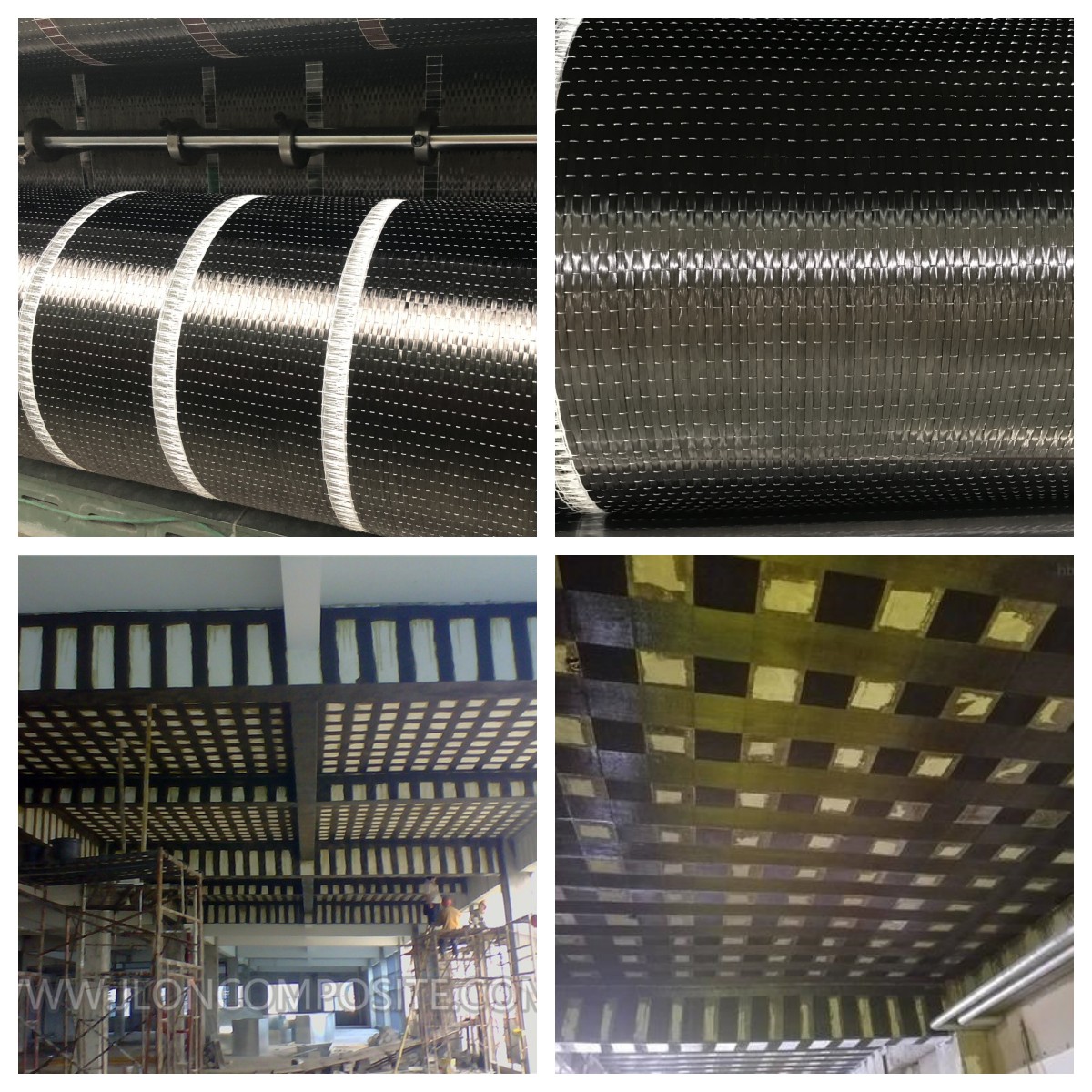 application unidirectionnelle de tissu en fibre de carbone