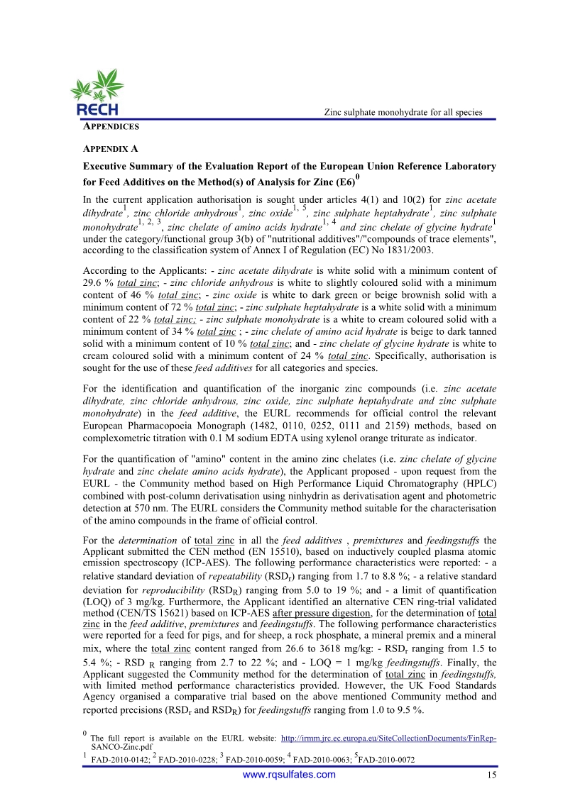 The safety and efficacy of zinc sulphate 15