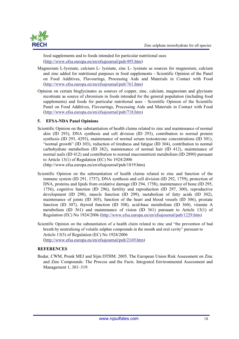 The safety and efficacy of zinc sulphate 18