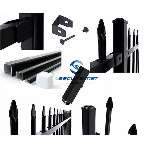 Press formed bent spear security fencing accessories: