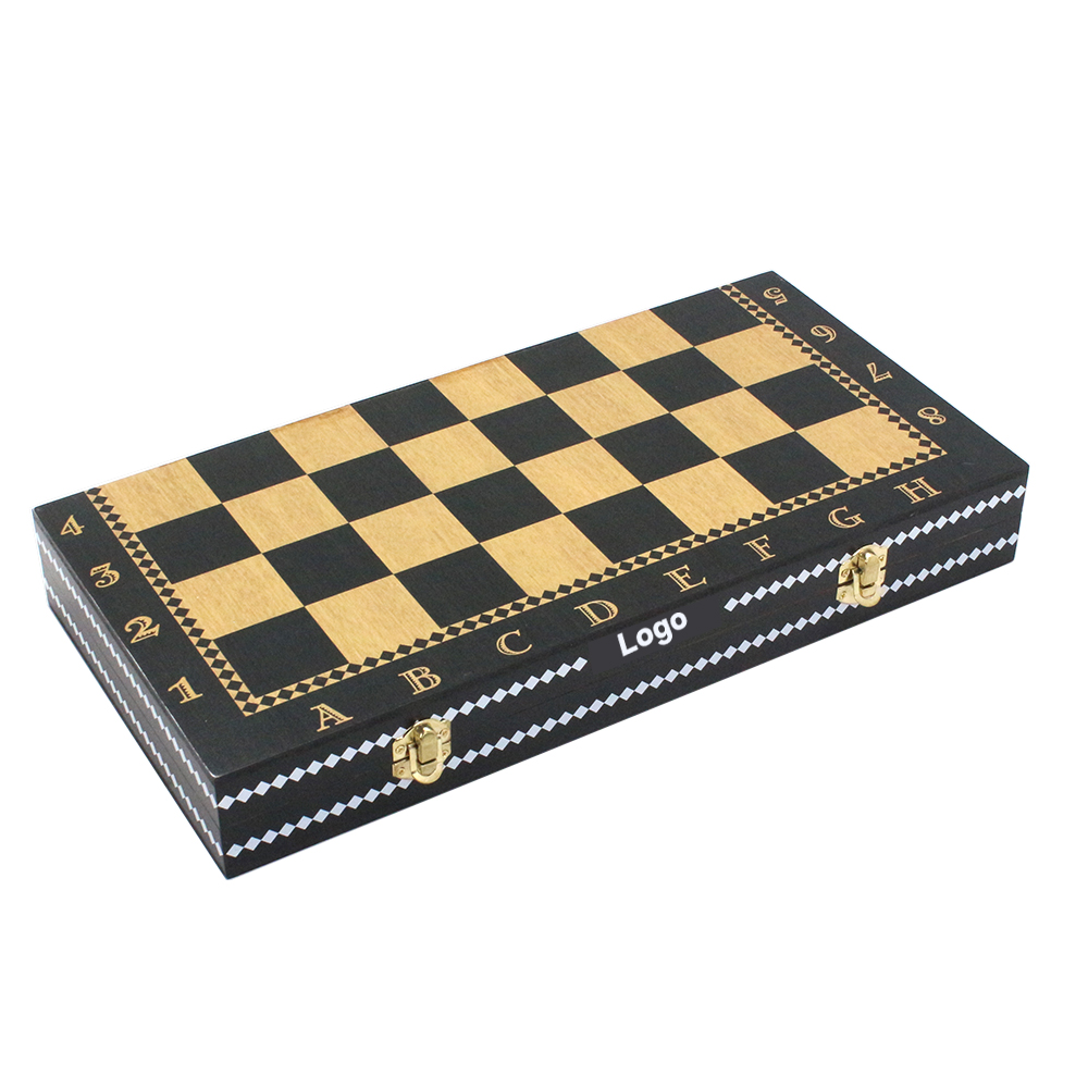 16" Wooden magnetic felted chess game set wooden chess board game interior storage chess pieces